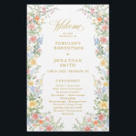 Soft Pastel Ornate Spring Gold  Wedding Program<br><div class="desc">Bring timeless charm and romantic elegance to your wedding with this minimalist floral program with gold lettering, featuring a soft watercolor border of hand-painted blooms. The delicate floral arrangement includes pastel pinks, buttery yellows, soft lavenders, baby blues, and sage greens, gracefully framing your custom text in the center. Perfect for...</div>