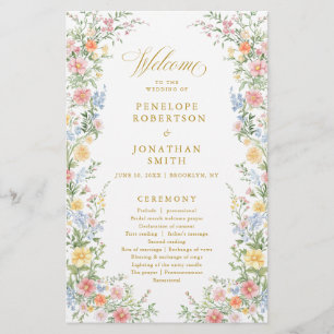 Soft Pastel Ornate Spring Gold  Wedding Program 