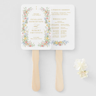 Soft Pastel Ornate Spring Gold Wedding Program Hand Fan