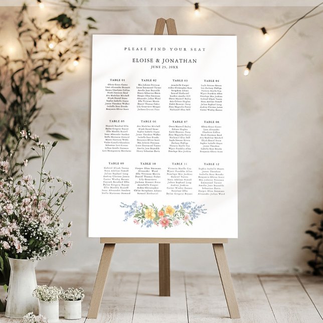 Soft Pastel Ornate Spring  Wedding Seating chart Foam Board (Soft Pastel Ornate Spring Wedding Seating chart Foam Board)