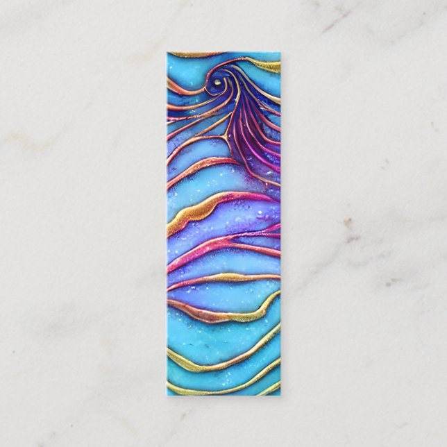 Soft Pastel Paua Shell Mermaid Scales Mini Business Card (Front)