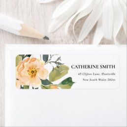 SOFT PASTEL PEACH PEONY WATERCOLOR FLORAL ADDRESS LABEL