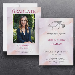 Soft Pastel Photo Graduation Open House Invitation