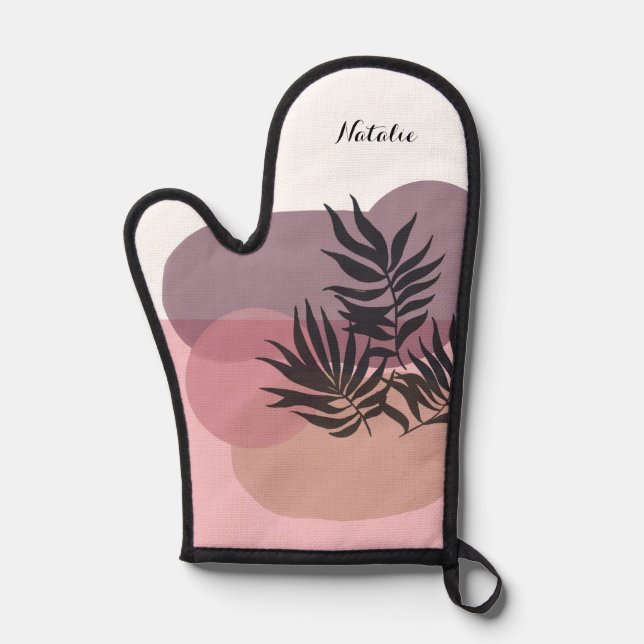 Soft Pastel Pink Abstract Tropical  Oven Mitt (Front)
