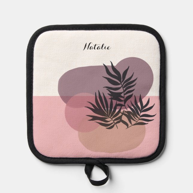 Soft Pastel Pink Abstract Tropical  Pot Holder (Front)