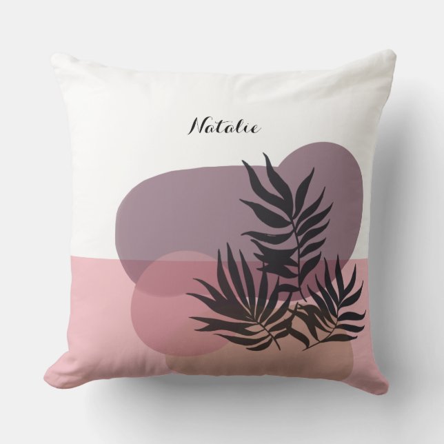 Soft Pastel Pink Abstract Tropical  Throw Pillow (Front)