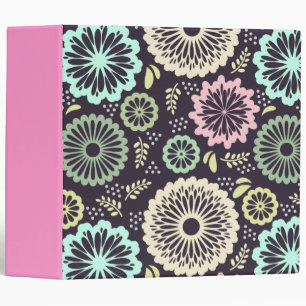 Soft pastel pink and teal flower Vintage BotanicaL Binder