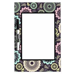 Soft pastel pink and teal flower Vintage BotanicaL Dry Erase Board
