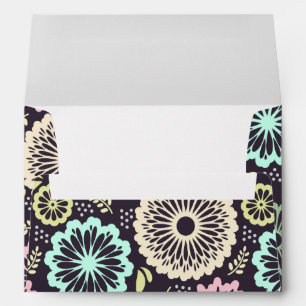 Soft pastel pink and teal flower Vintage BotanicaL Envelope