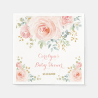Soft Pastel Pink Blush Watercolor Rose Baby Shower
