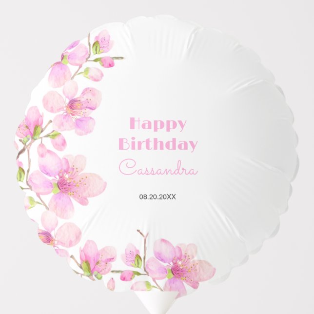 Soft Pastel Pink Cherry Blossom Sakura Birthday Balloon (Front)