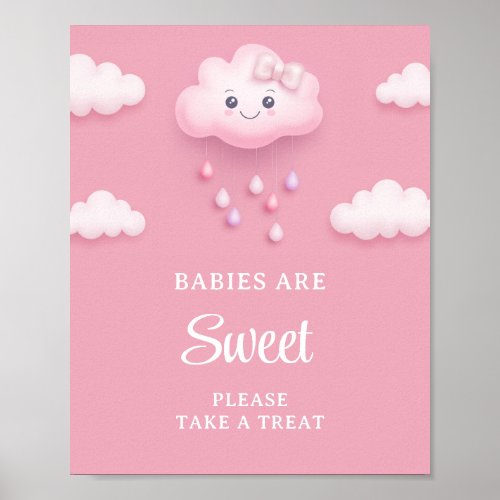 Soft pastel pink cloud nine girl babies are sweet poster