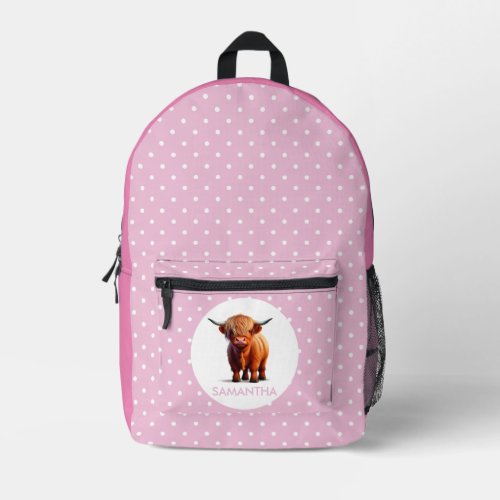 Soft Pastel Pink Color Cow Printed Backpack