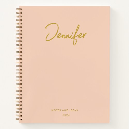 Soft Pastel Pink Elegant Custom Handwritting Name Notebook