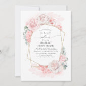 Soft Pastel Pink Flowers Elegant Baby Shower Invitation (Front)