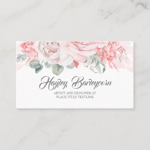 Soft Pastel Pink Flowers Elegant Stylish Modern Business Card