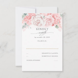 Soft Pastel Pink Flowers Wedding RSVP