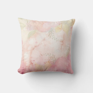 Soft Pastel Pink Green Watercolor Tie-Dye Pattern Outdoor Pillow
