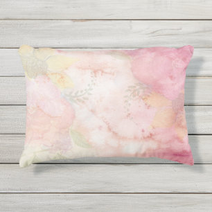 Soft Pastel Pink Green Watercolor Tie-Dye Pattern Outdoor Pillow
