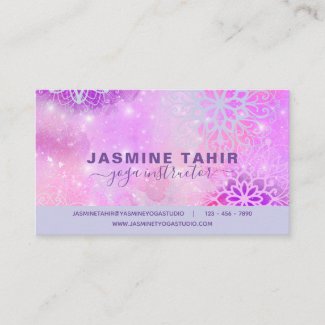 Soft Pastel Pink Lacy Mandala Art Yoga Instructor Business Card