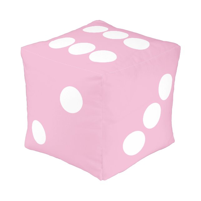 Soft Pastel Pink Large Dice Pouf (Angled Back)
