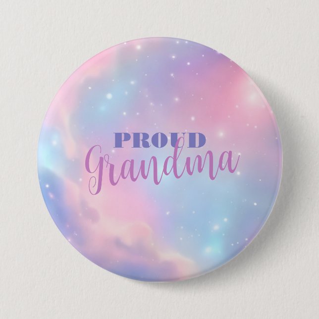 Soft Pastel Pink Lavender Starry Night Sky Button (Front)
