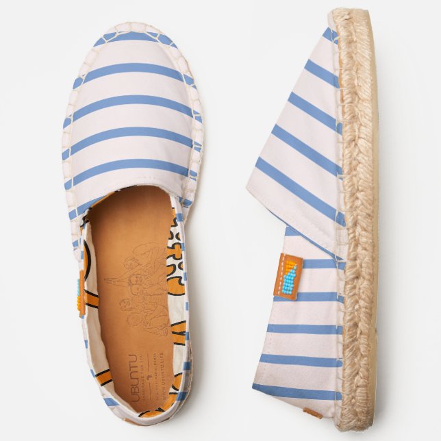 Soft Pastel Pink Light Ink Blue Stripes Espadrilles (Side)