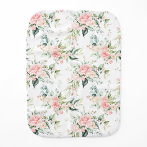 Soft Pastel Pink Rose Flower Pattern Baby Burp Cloth
