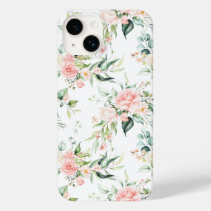 Soft Pastel Pink Rose Flower Pattern Case-Mate iPhone 14 Case