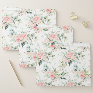 Soft Pastel Pink Rose Flower Pattern File Folder