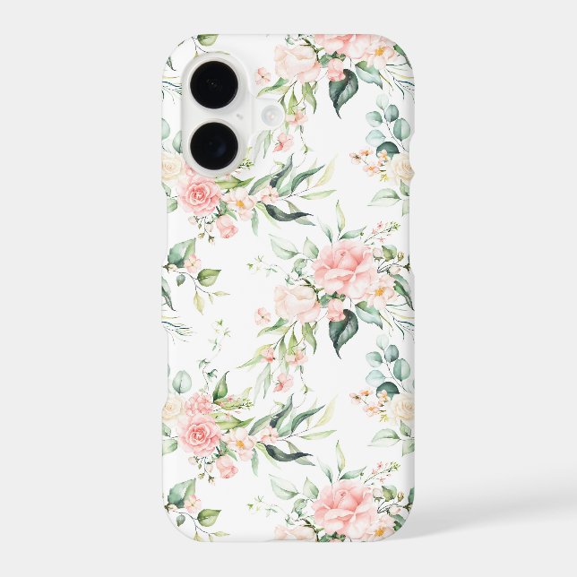 Soft Pastel Pink Rose Flower Pattern iPhone Case (Back)