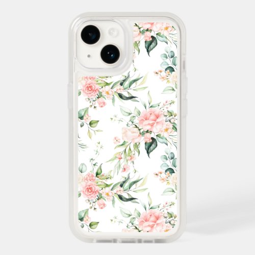 Soft Pastel Pink Rose Flower Pattern OtterBox iPhone 14 Case