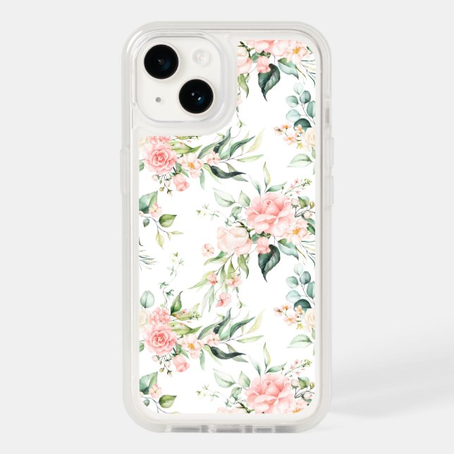 Soft Pastel Pink Rose Flower Pattern Otterbox iPhone Case (Back)