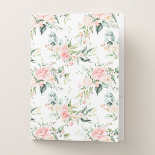 Soft Pastel Pink Rose Flower Pattern Pocket Folder