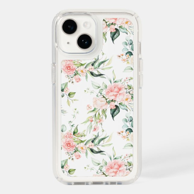 Soft Pastel Pink Rose Flower Pattern Speck iPhone Case (Front)
