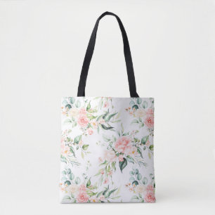 Soft Pastel Pink Rose Flower Pattern Tote Bag