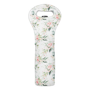 Soft Pastel Pink Rose Flower Pattern Wine Bag