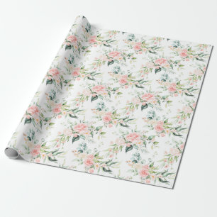 Soft Pastel Pink Rose Flower Pattern Wrapping Paper