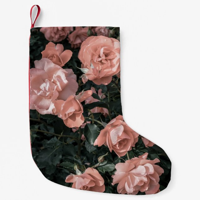 Soft Pastel Pink Rose Garden Small Christmas Stocking (Front)