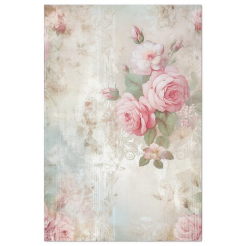 Soft pastel pink roses ephemera vintage chic tissue paper