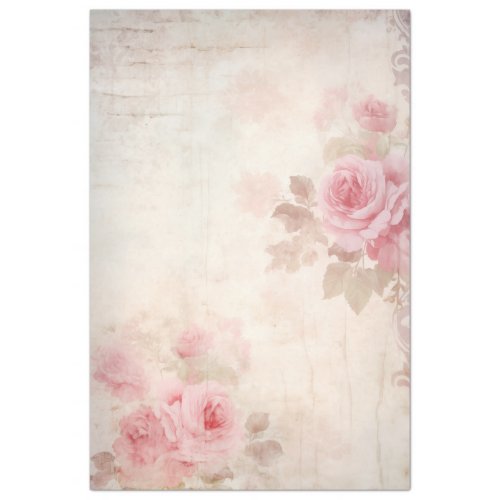 Soft pastel pink roses ephemera vintage chic tissue paper