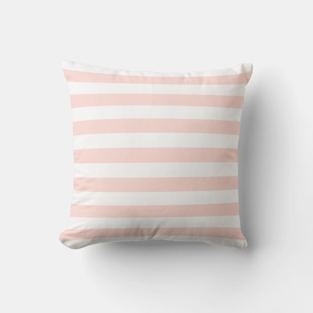 Soft Pastel Pink & White Lines Pattern Throw Pillow (Front)