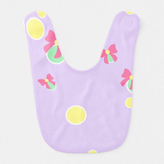 soft pastel polka dots and bows baby bib