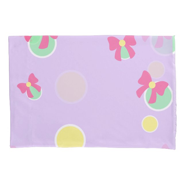 soft pastel polka dots and bows pillow case (Front)