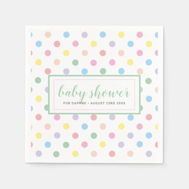 Soft Pastel Polka Dots Baby Shower Paper Napkins (Front)