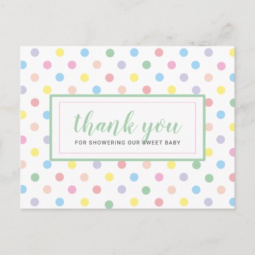 Soft Pastel Polka Dots Baby Shower Thank You Postcard