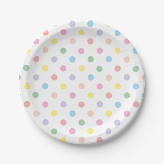 Soft Pastel Polka Dots Celebration Paper Plates (Front)