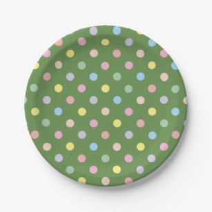 Best Disposable Paper Plates 10X Green Big Polka Dot - KitchenGlora UK