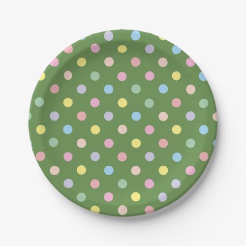 Soft Pastel Polka Dots Green Paper Plates