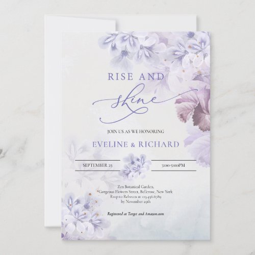 Soft pastel purple lilac dusty pink rise and shine invitation